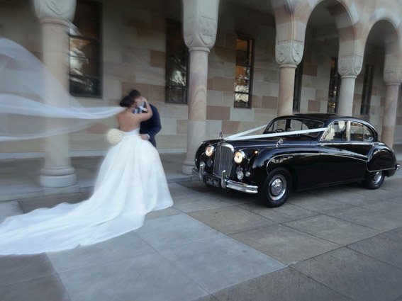 Black wedding car